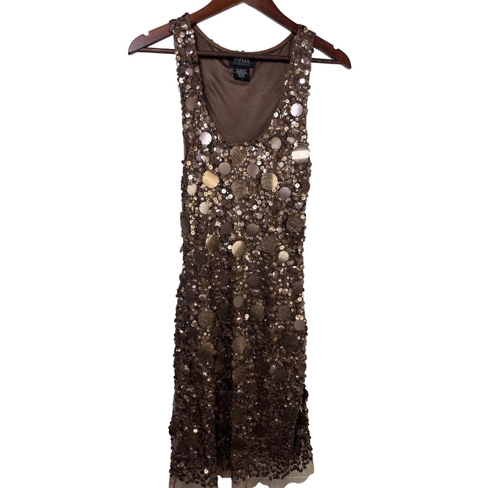 Adrianna Papell Formal Beaded Sequin Party Evening Dress Brown Size 12 NWT